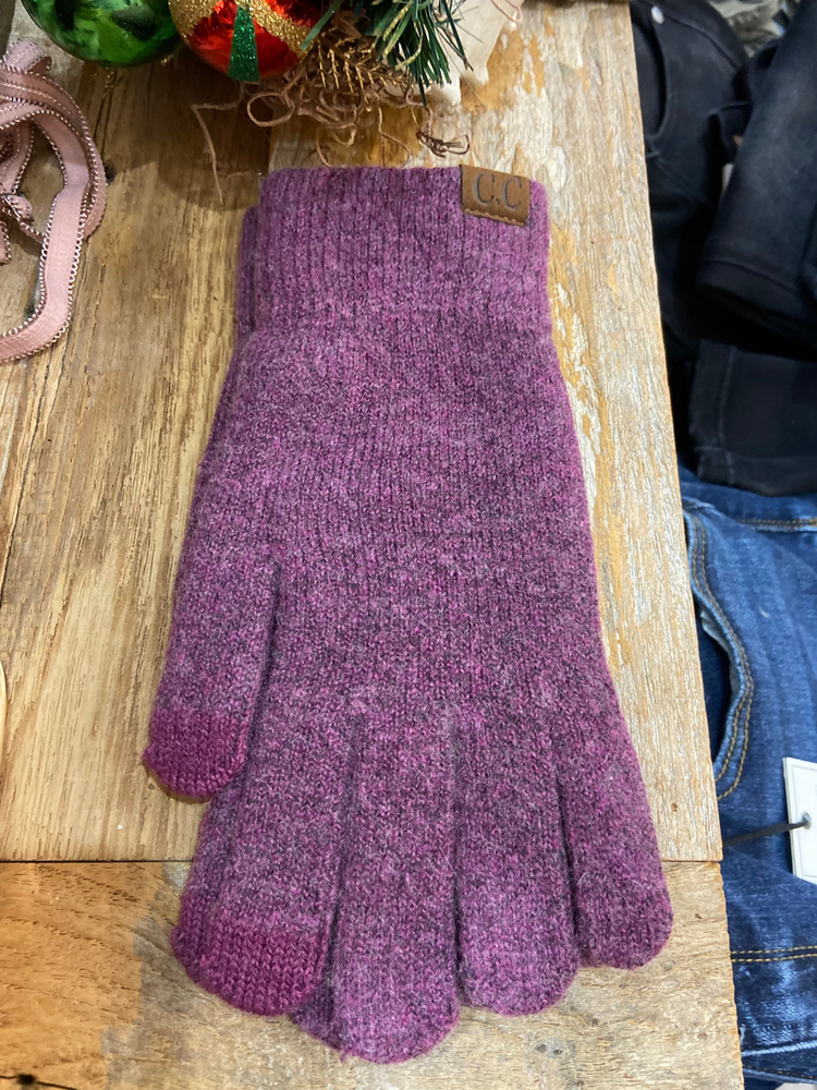 C.C. Brand Recycled Yarn Smart Touch Gloves in Berry