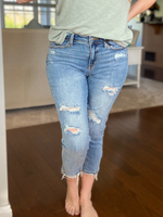 Judy Blue Mid-rise Distressed Capri