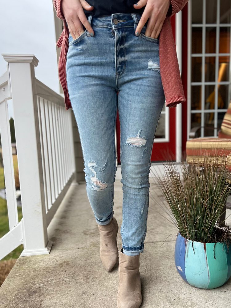 Judy Blue Minimal Destroyed High Waisted Skinny Jeans - Wild Magnolia
