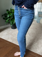 Judy Blue High Rise Button Fly Skinny Jeans - Wild Magnolia