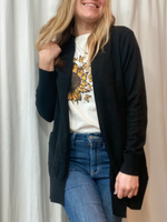 Black Open Front Cardigan - Wild Magnolia