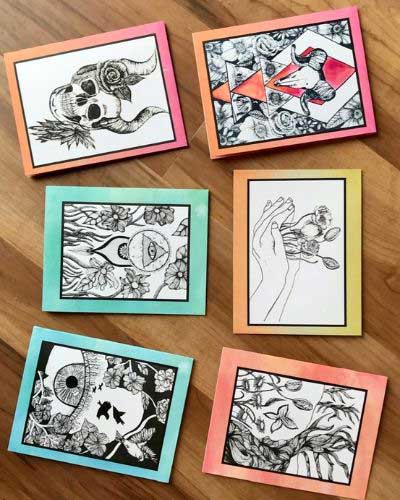 Set of 6 Original Drawing Cards